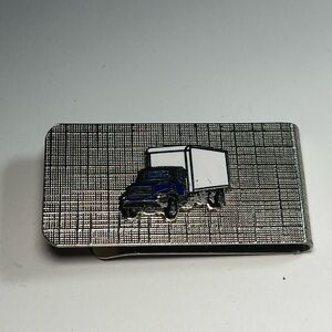 Vtg Silver Tone Box Truck  Mens Money Clip